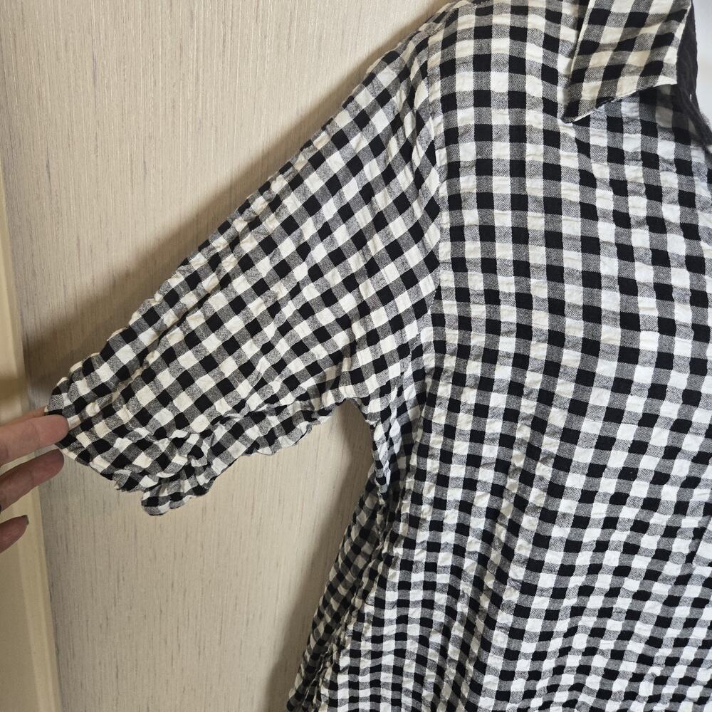 Black & White Gingham Check Large Causal Knee Length Dress, Brand - EMBELLISH - Picture 6 of 11